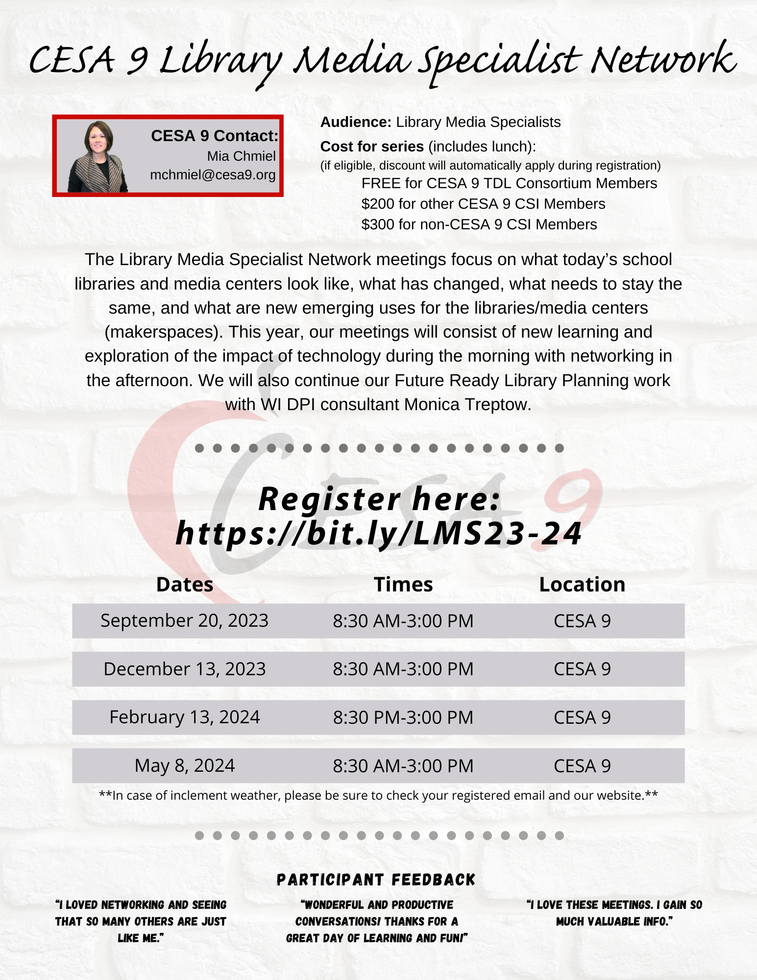 CESA 9 Library Media Specialist Network flyer image